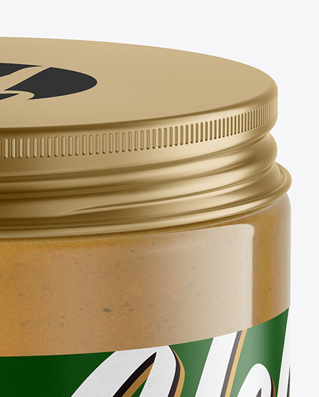 Plastic Jar with Peanut Butter Mockup