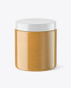 Plastic Jar with Peanut Butter Mockup