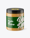 Plastic Jar with Peanut Butter Mockup