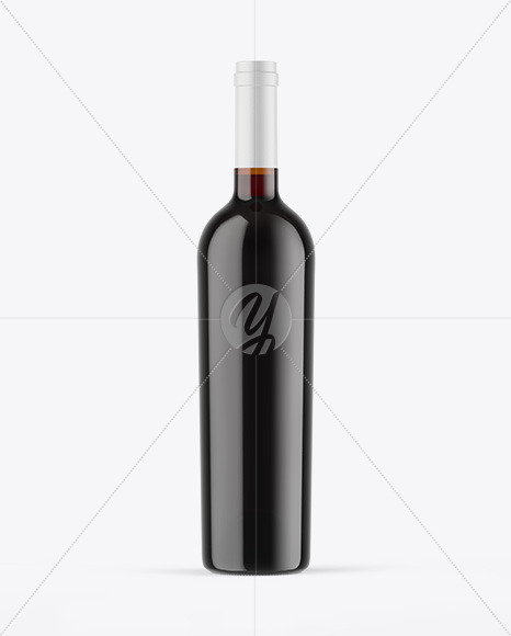 Amber Glass Red Wine Bottle Mockup