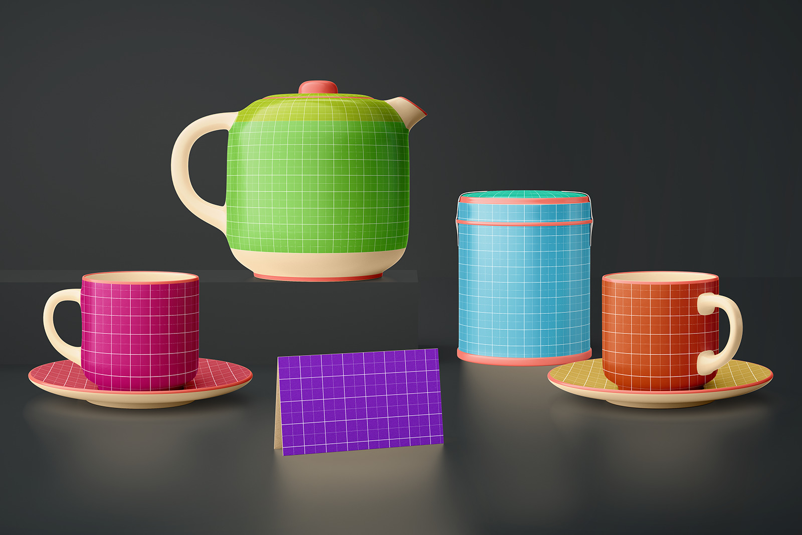 Tea set mockup