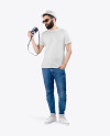 Man in a T-Shirt and Jeans Mockup