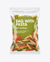 Plastic Bag With Tricolor Penne Pasta Mockup