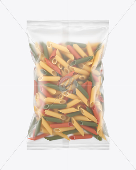 Matte Plastic Bag With Tricolor Penne Pasta Mockup