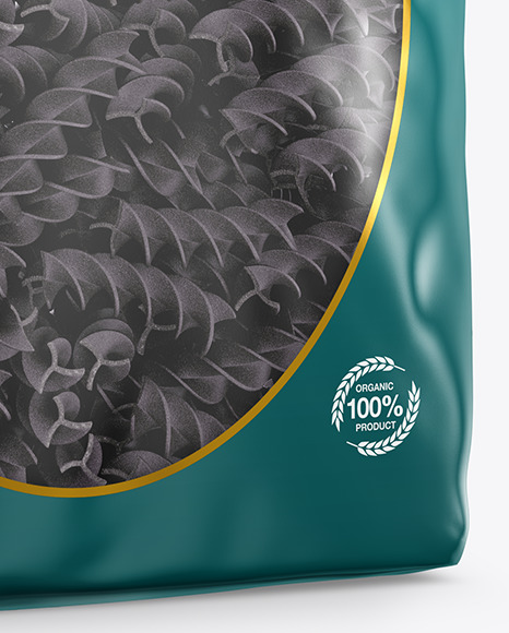 Plastic Bag With Black Fusilli Pasta Mockup