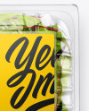 Transparent Plastic Container with Salad Mockup - Top View