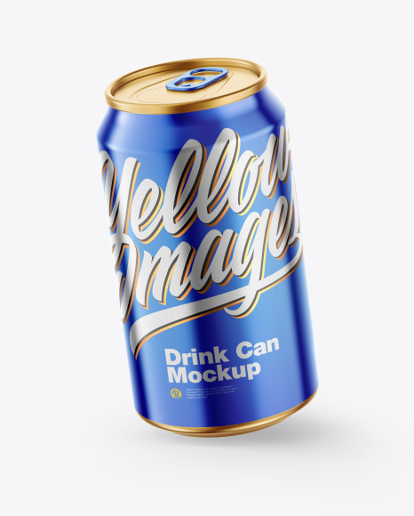 Glossy Metallic Drink Can Mockup