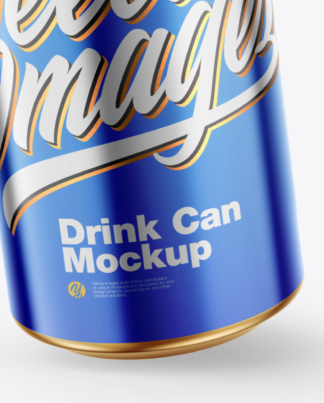 Glossy Metallic Drink Can Mockup