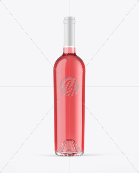 Clear Glass Pink Wine Bottle Mockup