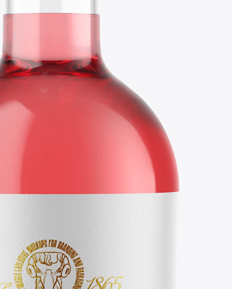 Clear Glass Pink Wine Bottle Mockup