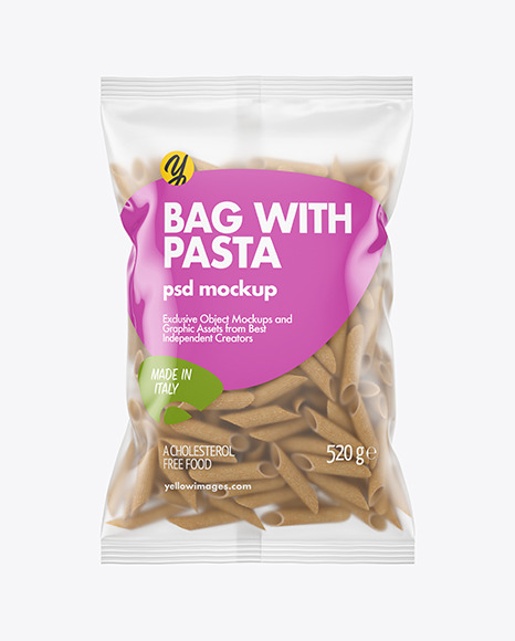 Whole Wheat Pennoni Rigati Pasta Matte Bag Mockup