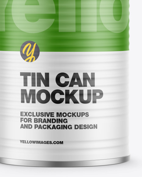 Metallic Tin Can w/ Matte Finish Mockup