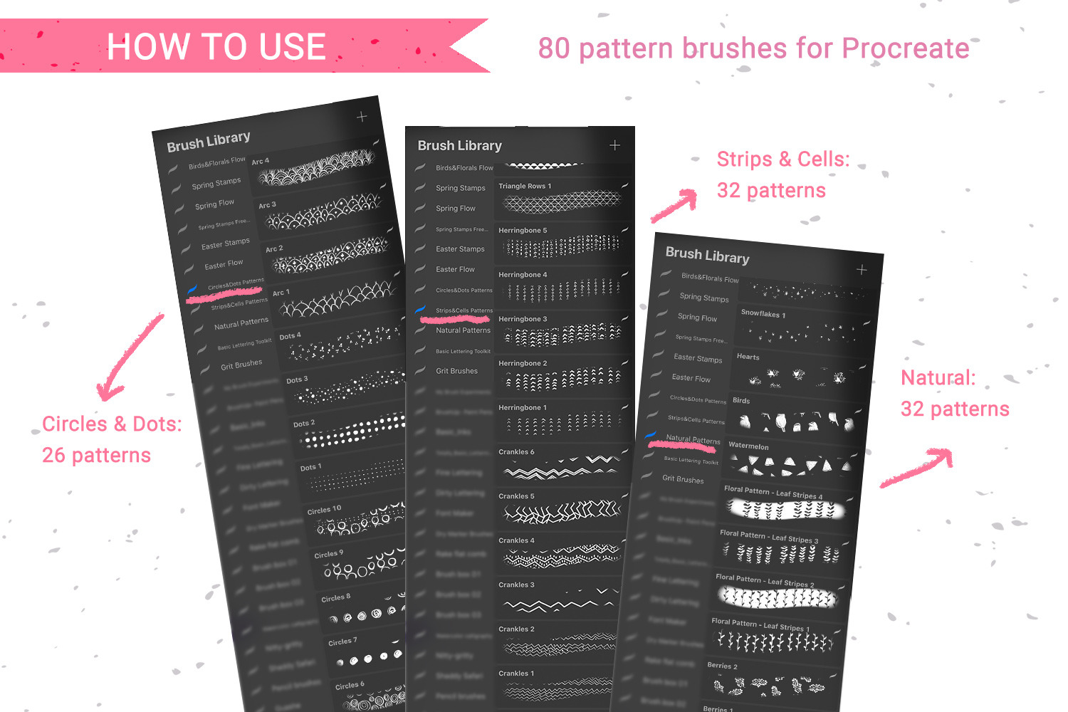 80 hand-drawn patterns for Procreate 80 hand-drawn patterns for Procreate