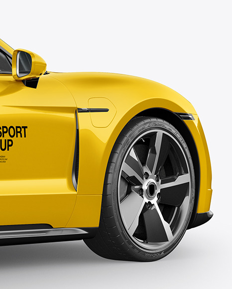 Electric Sport Car Mockup - Back HalfSide View