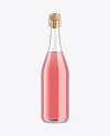 Clear Glass Lambrusco Bottle With Pink Wine Mockup