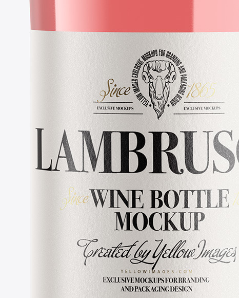 Clear Glass Lambrusco Bottle With Pink Wine Mockup - Free Download