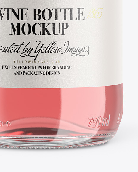 Clear Glass Lambrusco Bottle With Pink Wine Mockup - Free Download