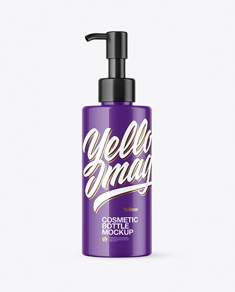 Glossy Cosmetic Bottle with Pump Mockup - Hand soap