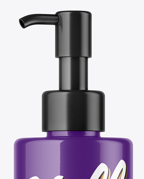 Glossy Cosmetic Bottle with Pump Mockup Glossy Cosmetic Bottle with Pump Mockup