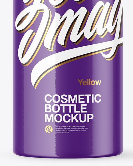 Glossy Cosmetic Bottle with Pump Mockup Glossy Cosmetic Bottle with Pump Mockup