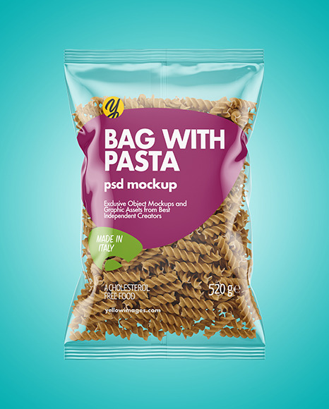 Whole Wheat Fusilli Pasta Bag Mockup