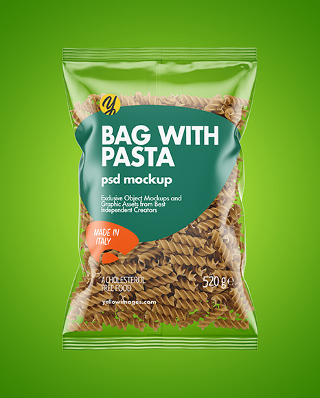 Whole Wheat Fusilli Pasta Bag Mockup