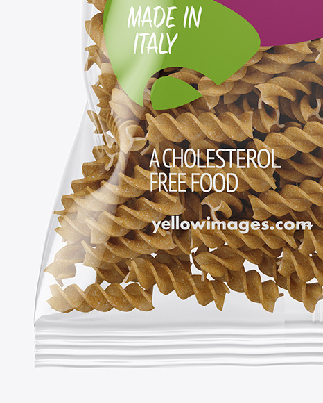 Whole Wheat Fusilli Pasta Bag Mockup