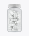 Frosted Glass Bottle with Pills Mockup - Front View