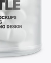 Frosted Glass Bottle with Pills Mockup - Front View