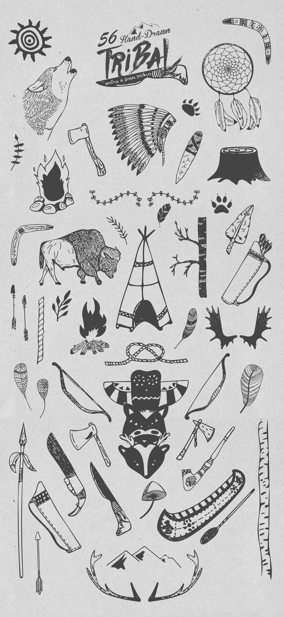 Hand-Drawn Tribal Vectors Hand-Drawn Tribal Vectors