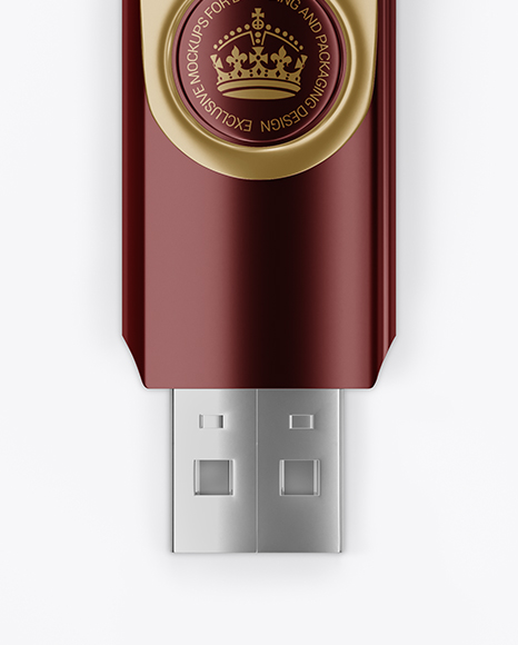 Open Metallic USB Flash Drive Mockup - Top View