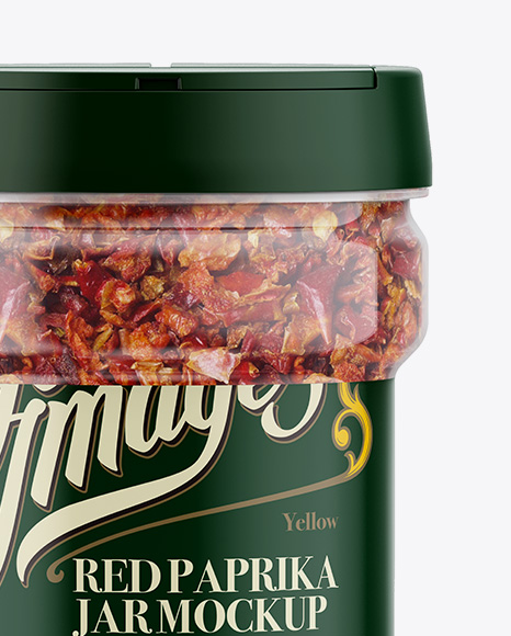 Round Plastic Spice Jar with Red Paprika Mockup - Front View