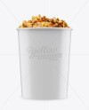 Glossy Bucket with Caramel Popcorn Mockup - Front View