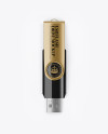 Open Glossy & Metal USB Flash Drive Mockup - Top View