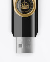 Open Glossy & Metal USB Flash Drive Mockup - Top View