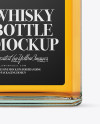 Square Clear Glass Bottle With Whiskey Mockup