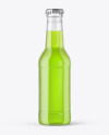 200ml Clear Glass Bottle with Green Drink Mockup