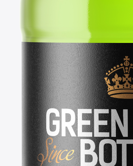 200ml Clear Glass Bottle with Green Drink Mockup