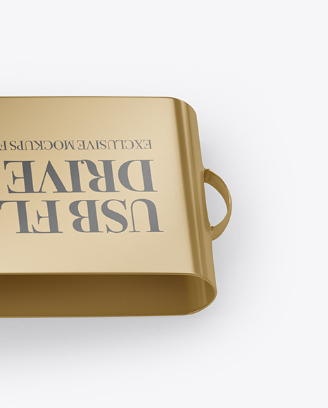 Open Metallic USB Flash Drive Mockup - Halfside View (High-Angle Shot