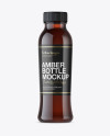 Amber Plastic Bottle With Drink Mockup - Front View Amber Plastic Bottle With Drink Mockup - Front View