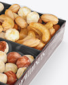 Carton Square Tray W/ Nuts Mockup - Halfside View (High Angle)