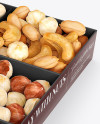 Carton Square Tray W/ Nuts Mockup - Halfside View (High Angle)