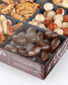 Carton Square Tray W/ Nuts Mockup - Halfside View (High Angle)