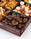 Carton Square Tray W/ Nuts Mockup - Halfside View (High Angle)