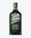 Square Green Glass Bottle With Red Liquor Mockup