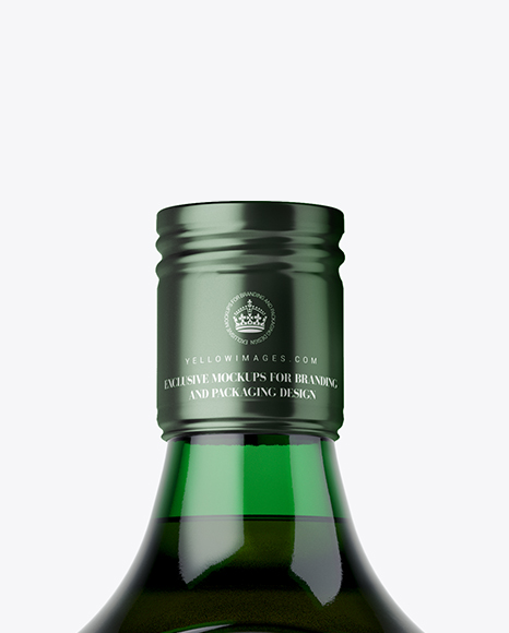 Square Green Glass Bottle With Red Liquor Mockup