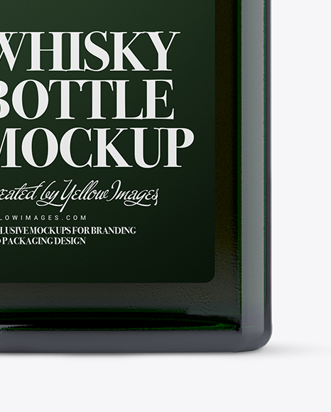 Square Green Glass Bottle With Red Liquor Mockup