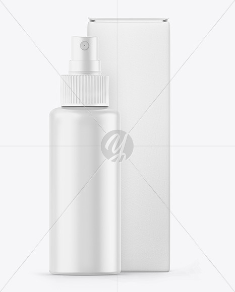 Matte Spray Bottle w/ Box Mockup