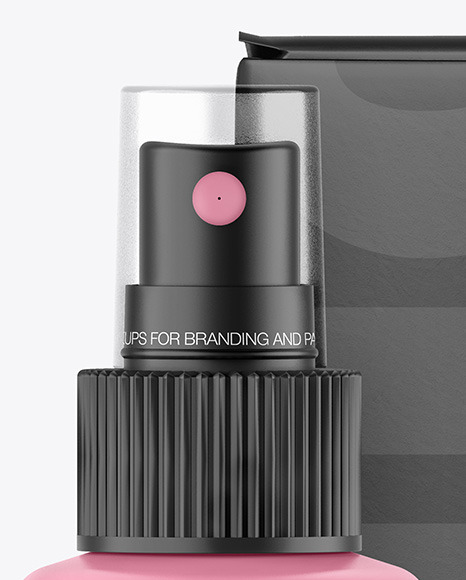 Matte Spray Bottle w/ Box Mockup