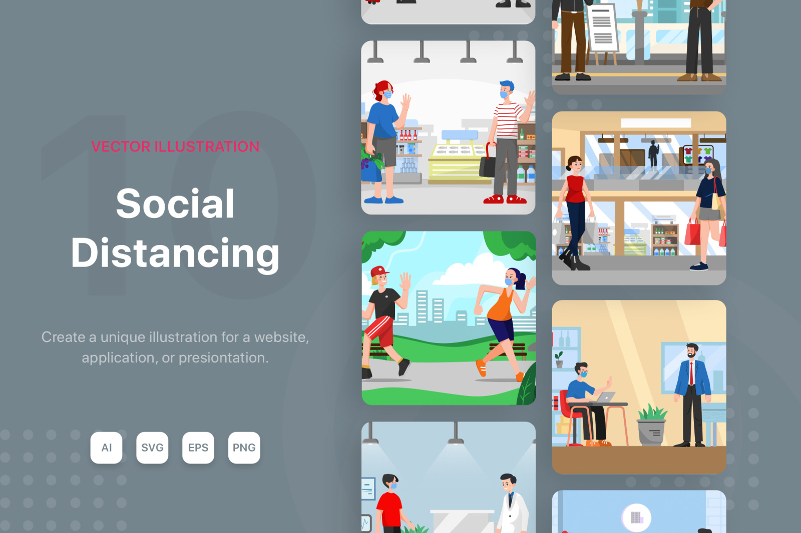 M100_Social Distancing Illustrations M100_Social Distancing Illustrations